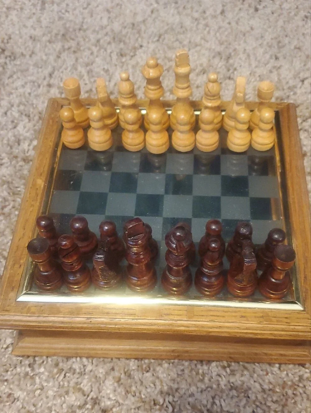 Source Unknown Brown and Tan Wood Chess Game